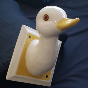 White Ceramic Goose Duck Head Towel Hook.